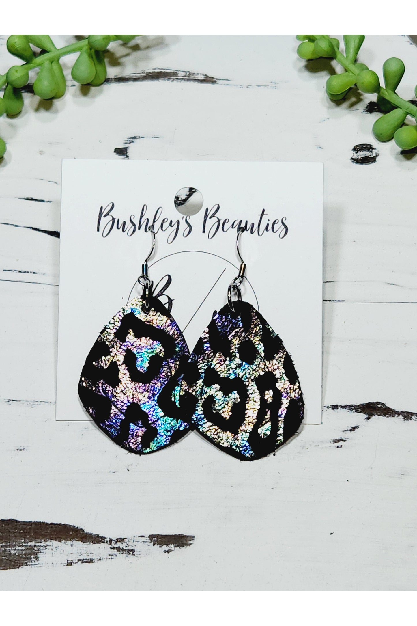 Rainbow Leopard Embossed Dangle