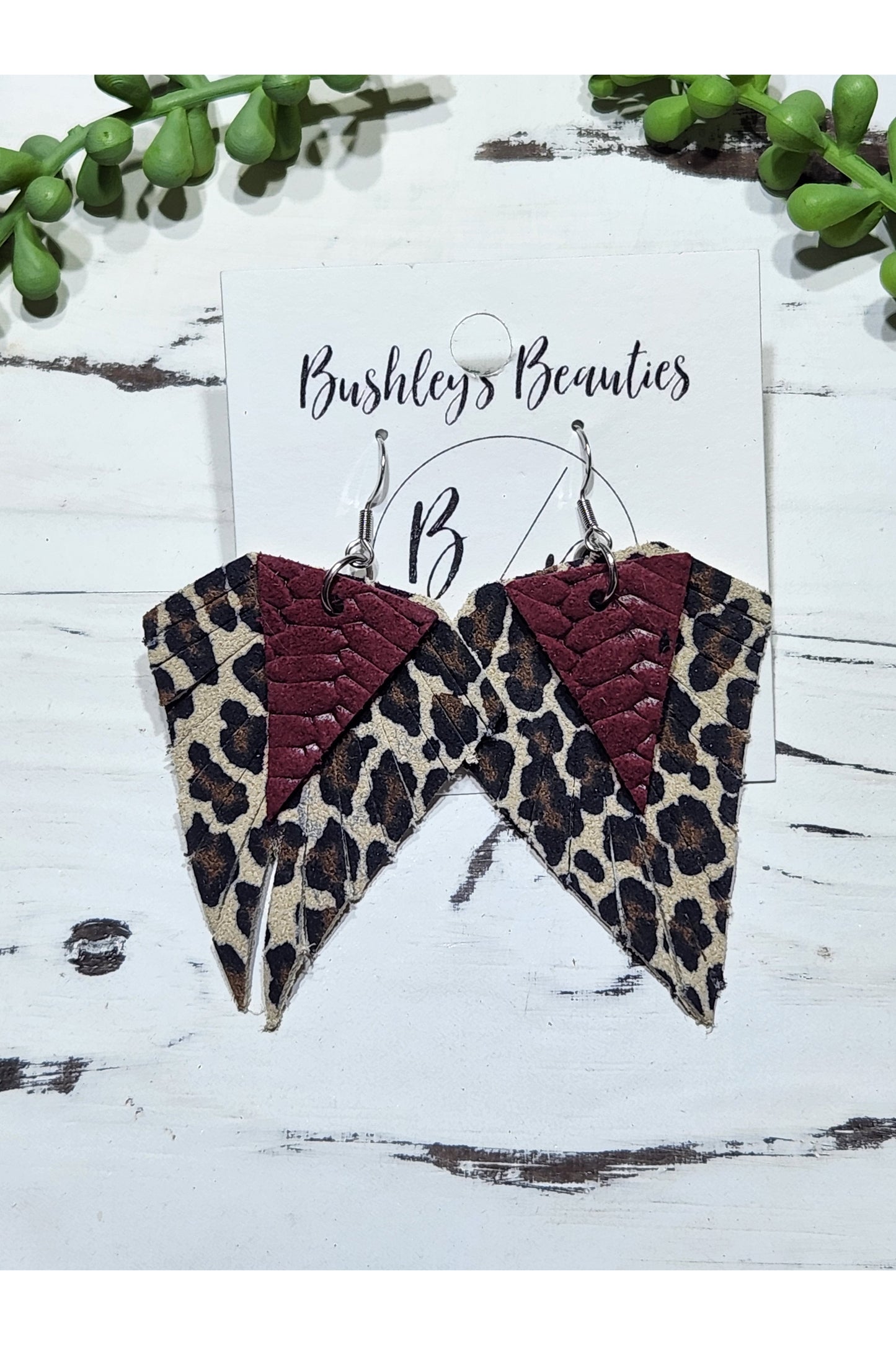 Burgundy and Leopard Boho Triangle