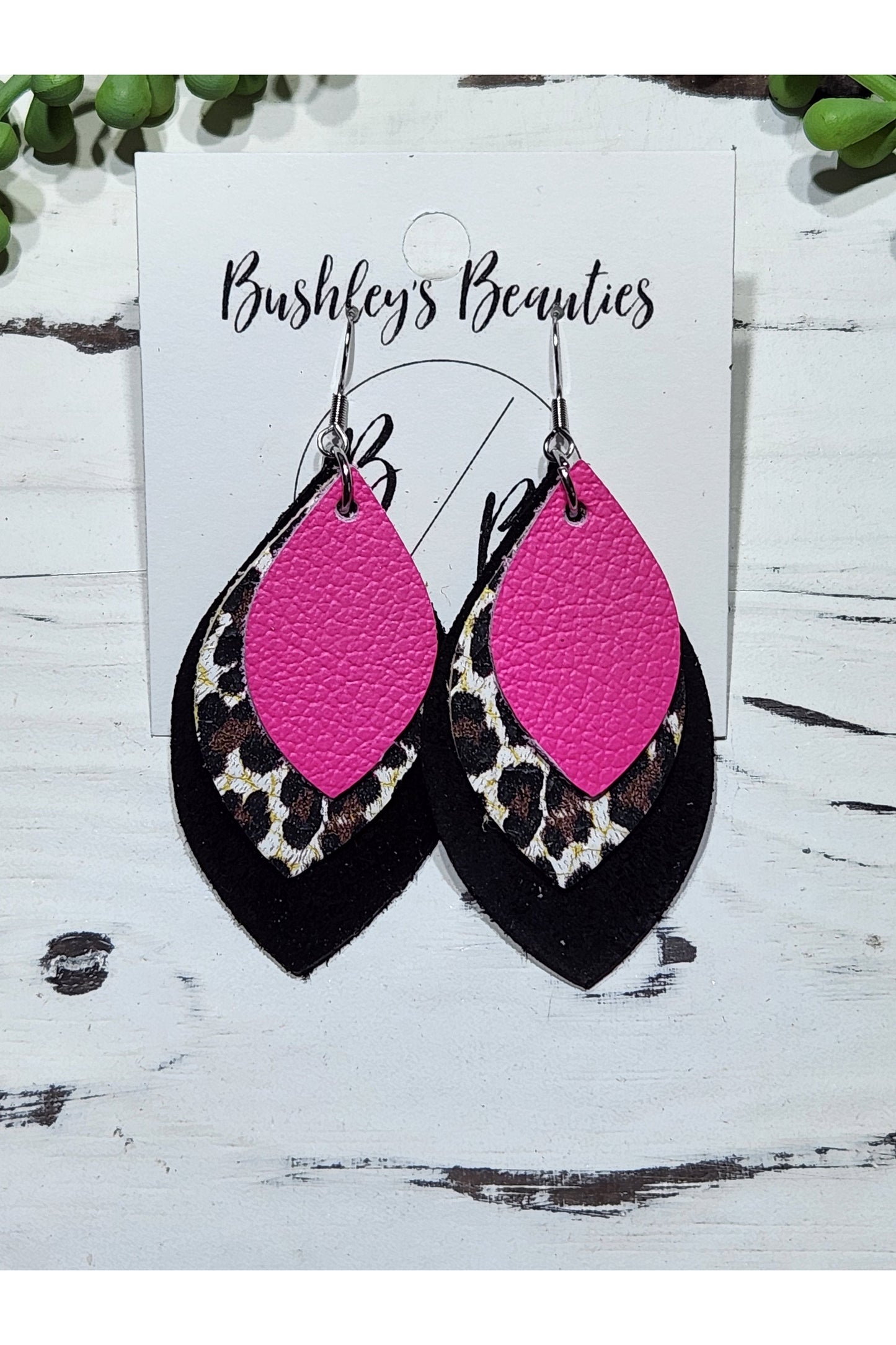 Pink Leopard and Black Stacked Diamond