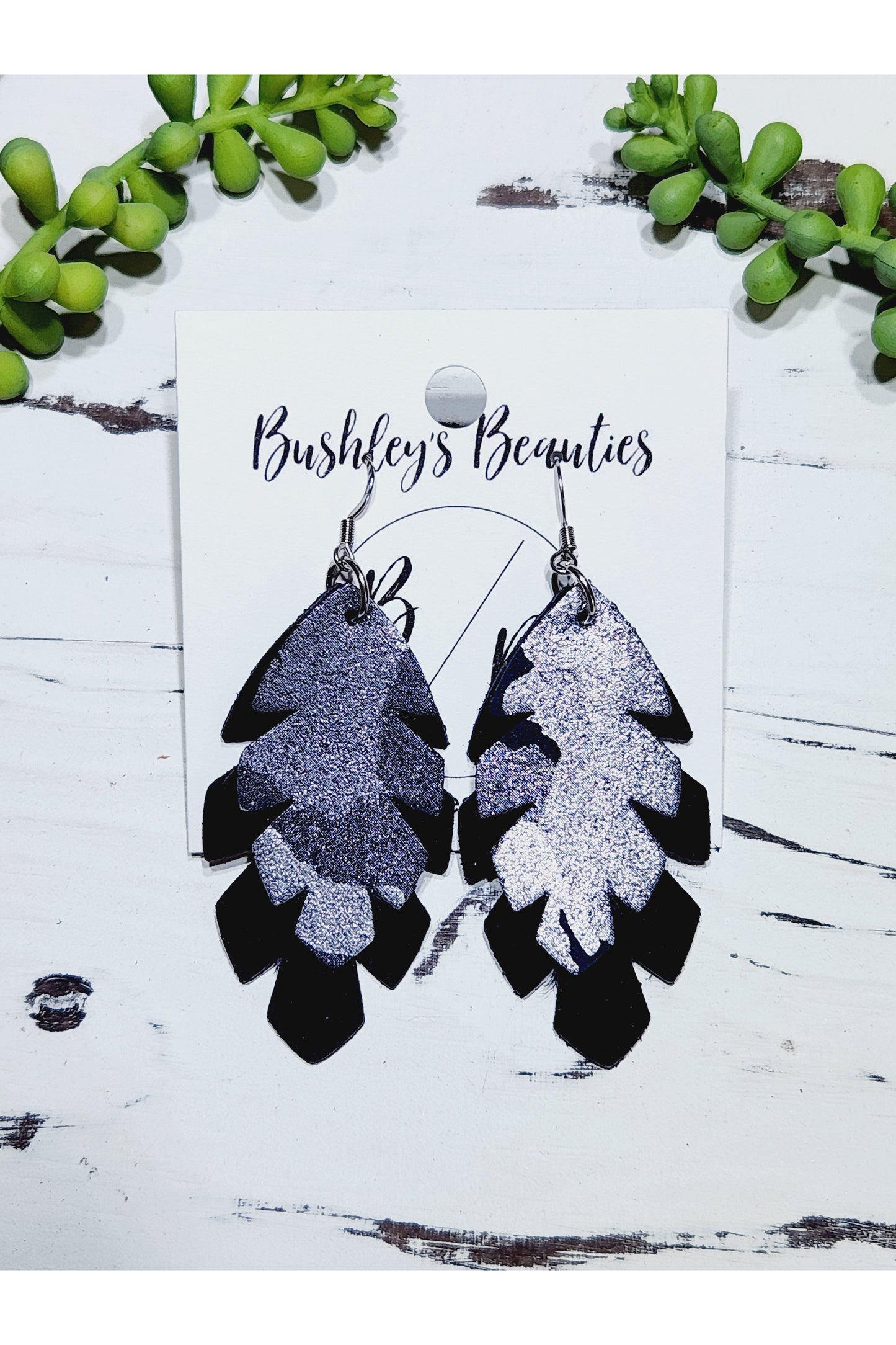 Blue Camo Stacked cutout leaves