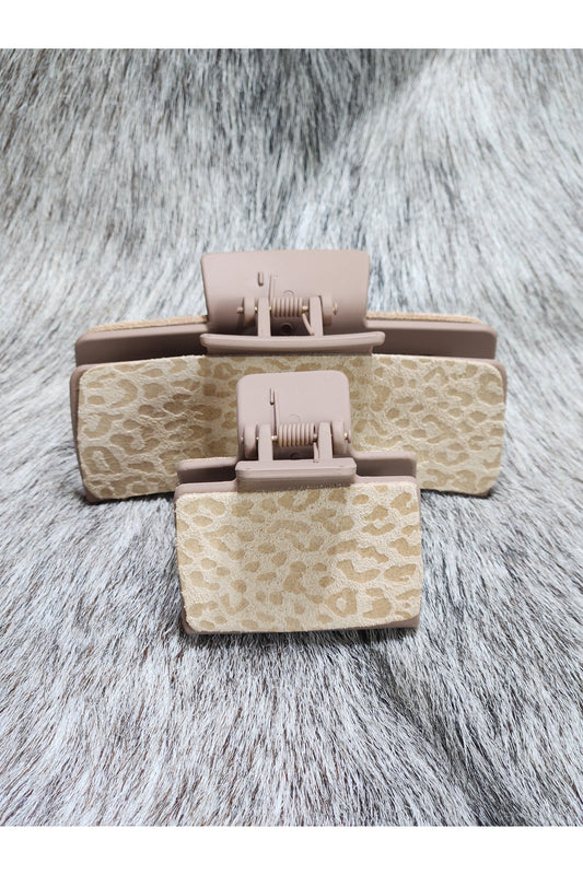 Neutral Leopard Hair Clips