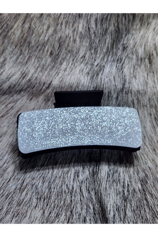 White Glitter Hair Clips