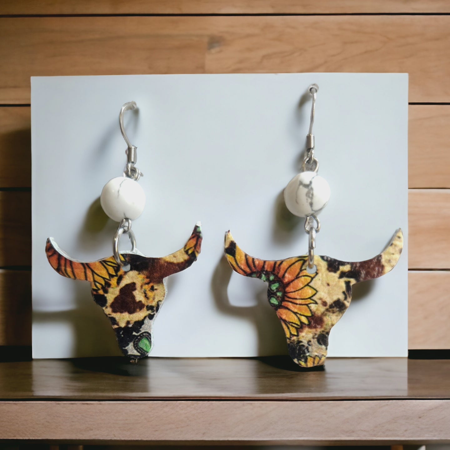 Boho Sunflower Longhorn with white bead
