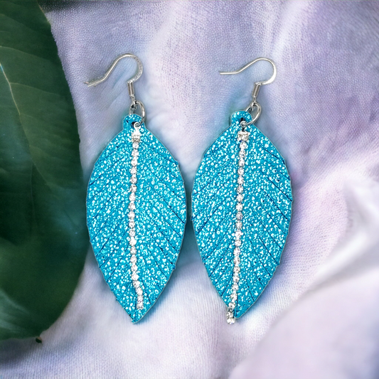 Teal Blue fringe with Rhinestone chain