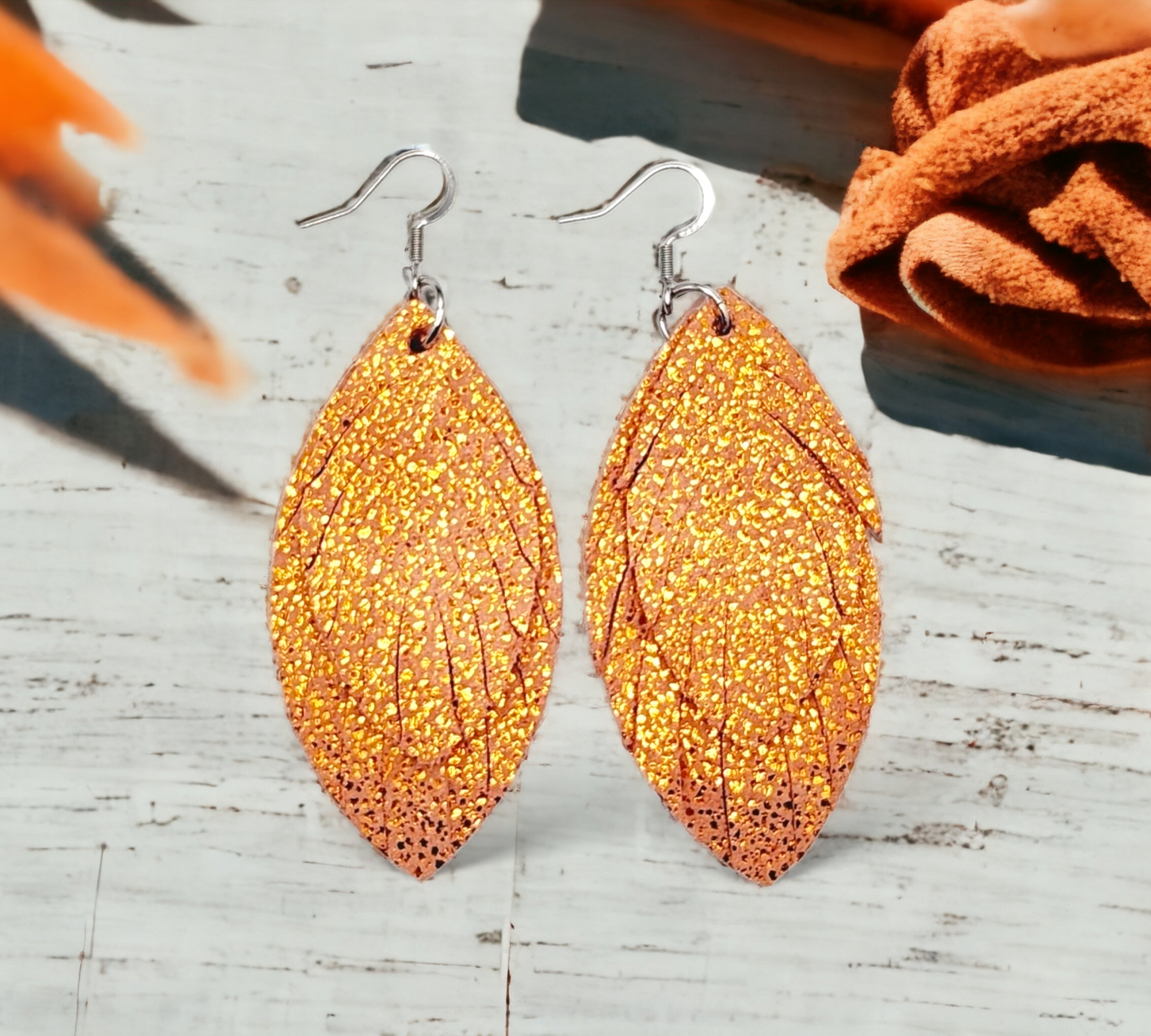 Orange on Peach Sparkle Diamond Fringe