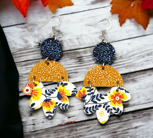 Fall Floral Dangly Petal Earrings