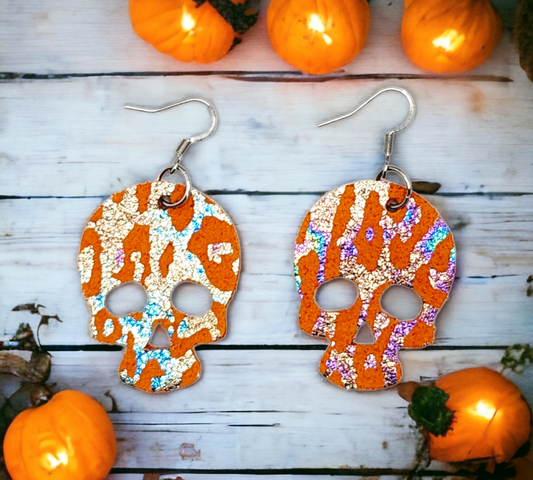 Orange Iridescent Leopard Skulls