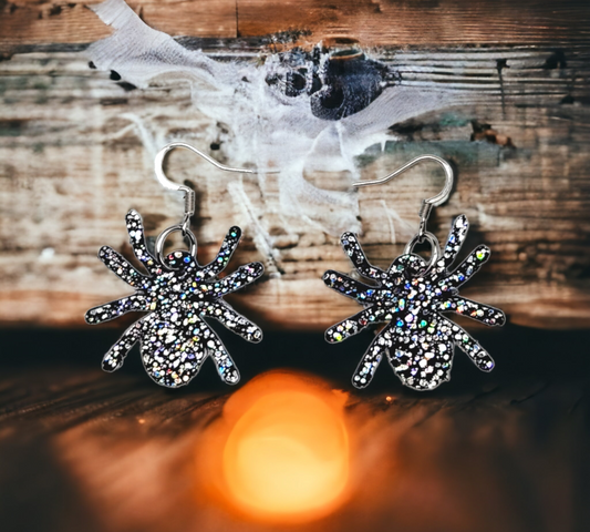 Black Glitter Spiders
