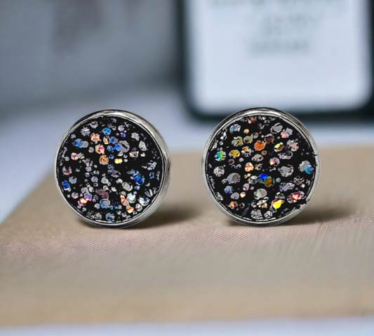 Glittery Black Studs