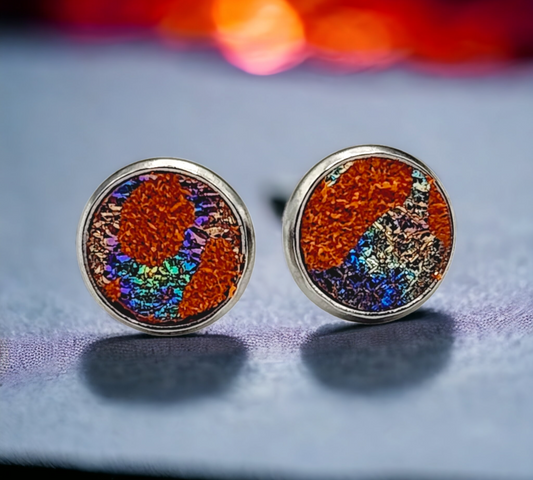 Orange Leopard Studs (8mm)