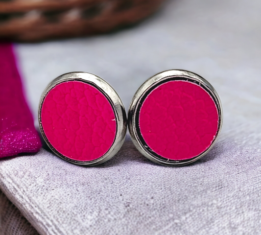 Hot Pink Leather Studs (Matte)