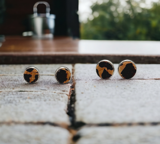 Leopard Studs (cork)