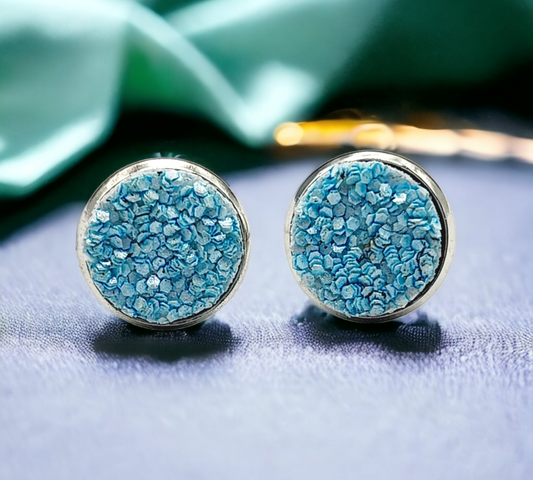 Light Blue Glitter Studs