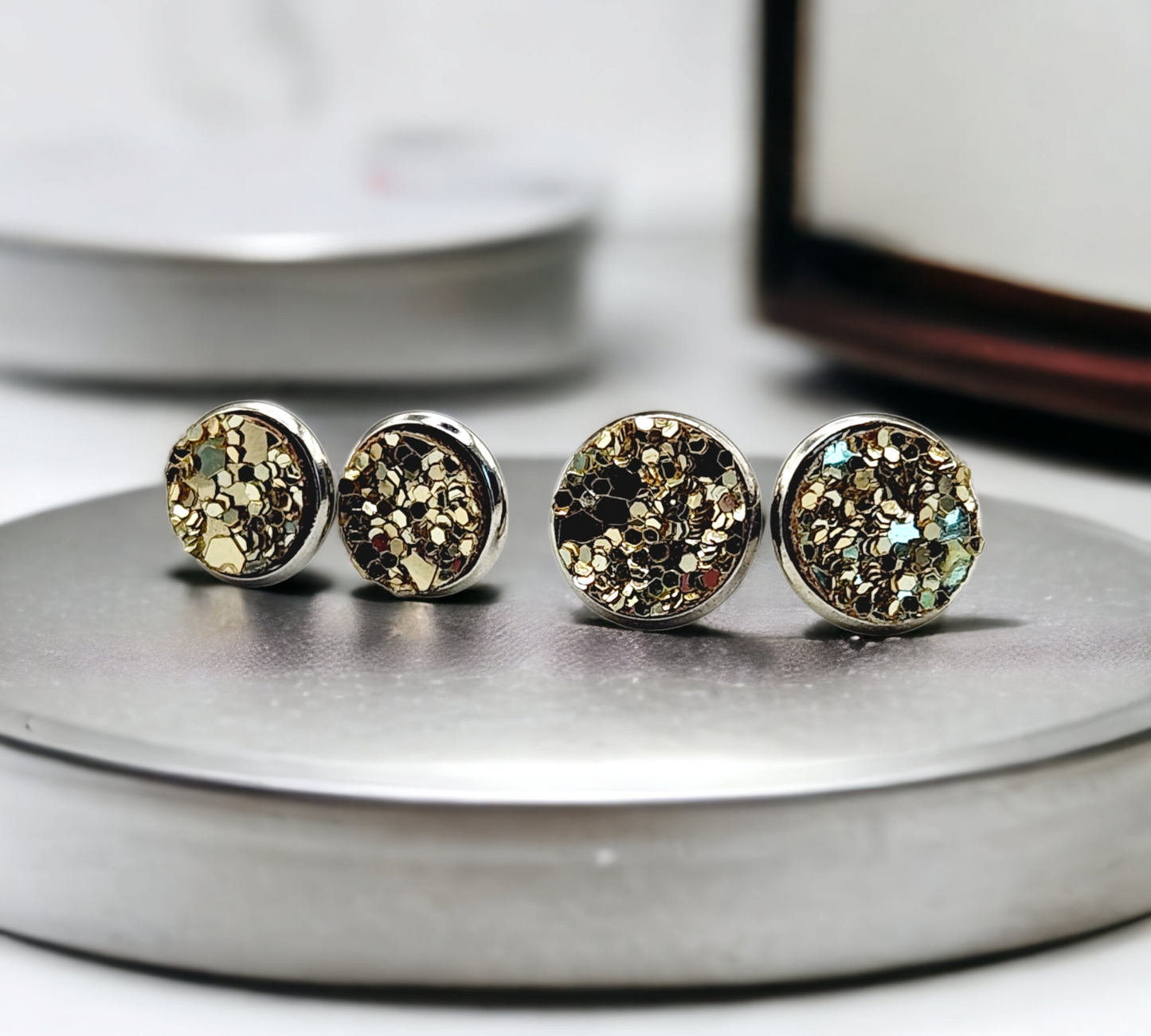 Gold Glitter Studs