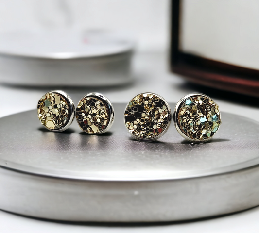 Gold Chunky Glitter Studs