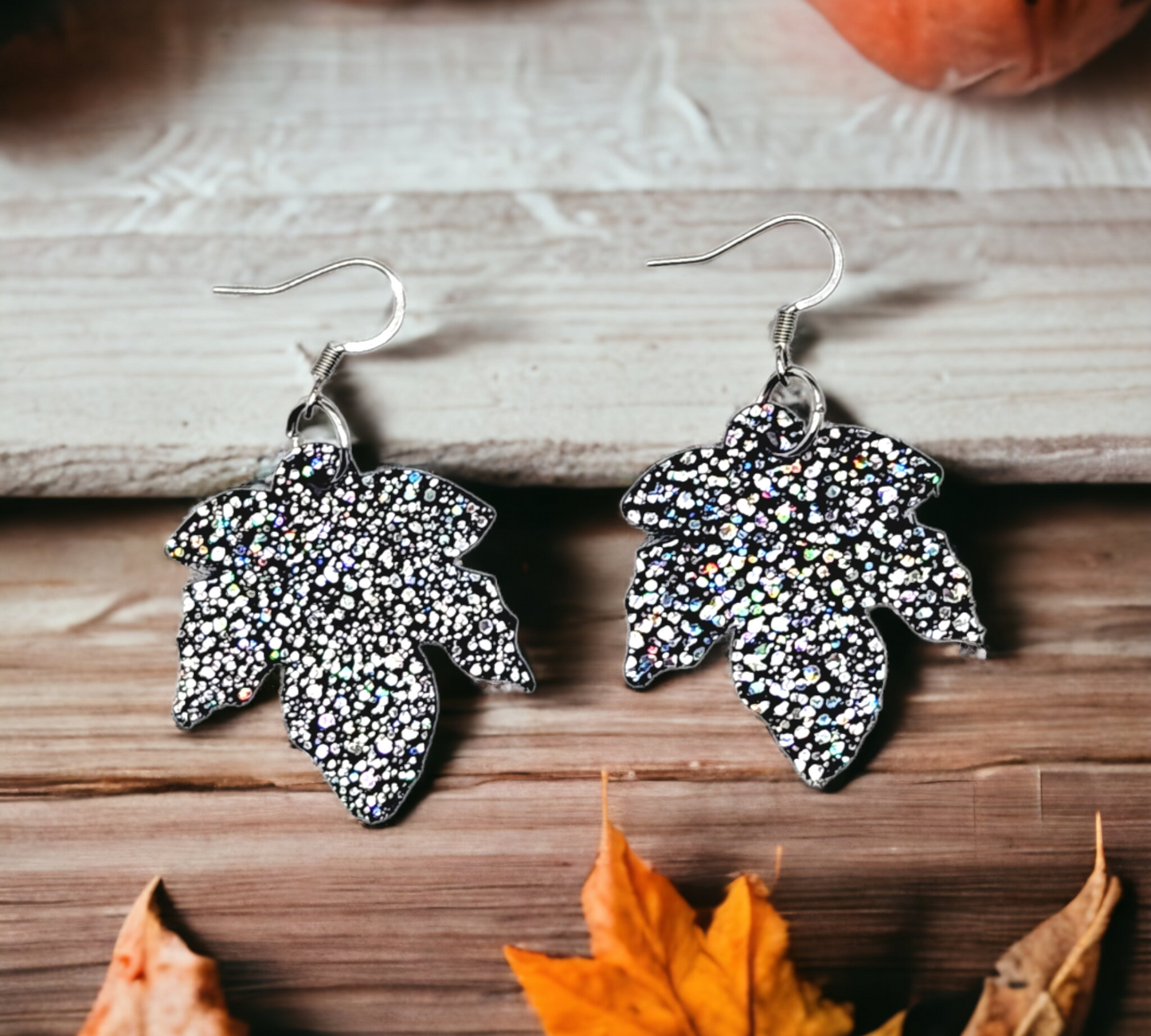 Black Glittery Maple Leaves