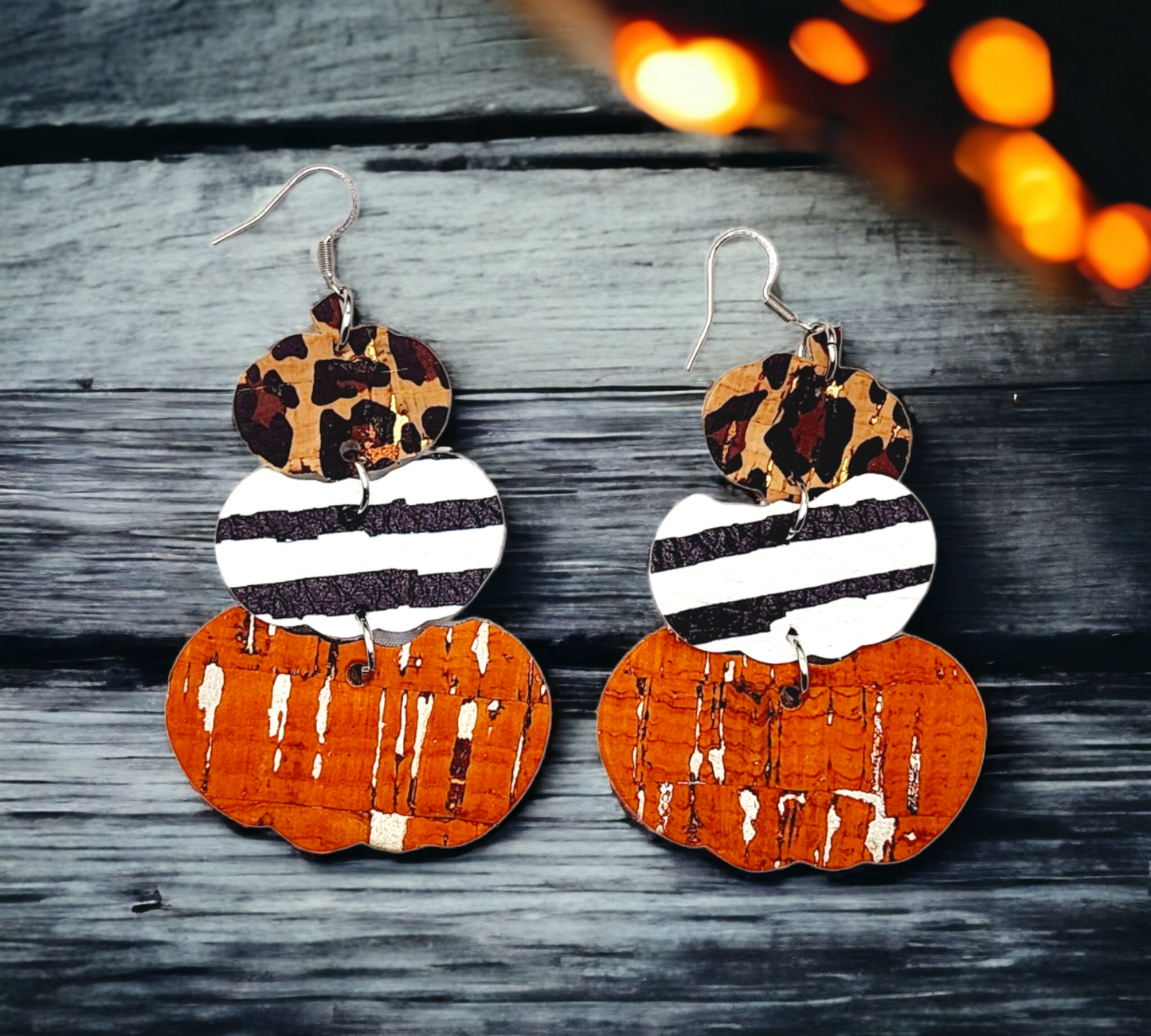 Leopard/Stripe/Orange Stacked Pumpkins