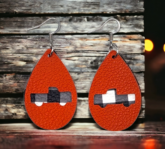 Orange and Black Plaid Farm Truck Teardrops