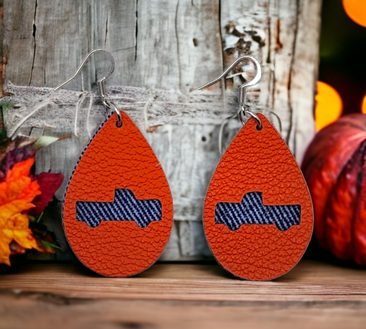 Orange and Blue Denim Farm Truck Teardrops
