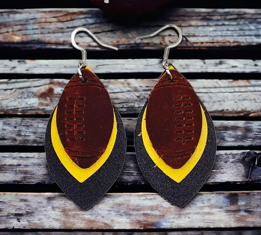 Yellow and Black Football Earrings