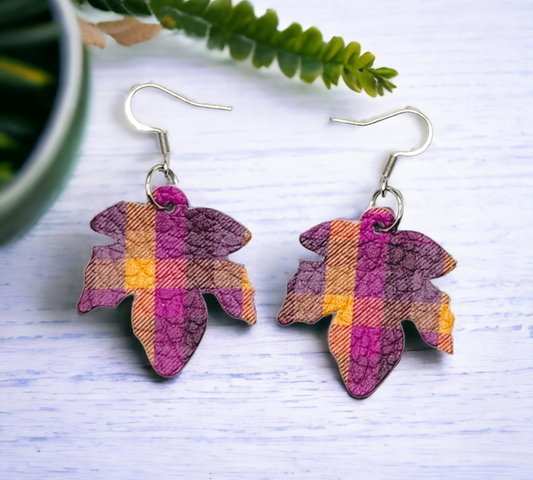 Purple Plaid Maple Leaves