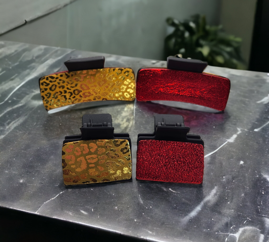 Red and Gold Hair Clips