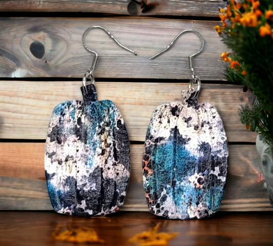 Turquoise Brown and Creamy white leopard embossed pumpkins