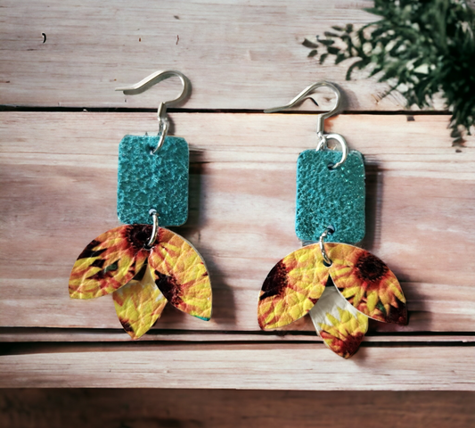 Teal and Sunflower Petals