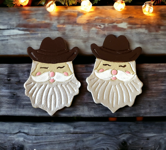 Embossed Hand Painted Santa (BROWN HAT)
