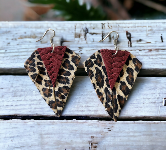 Burgundy and Leopard Boho Triangle