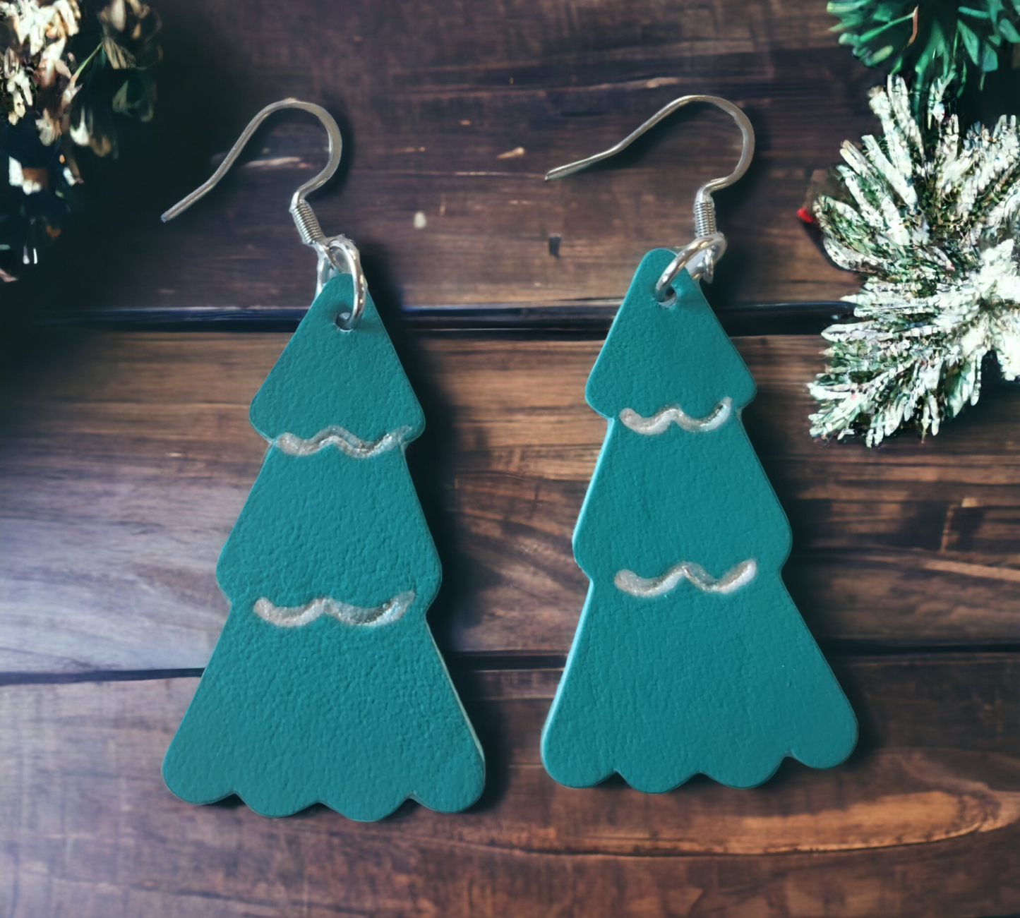Teal Embossed Christmas Trees