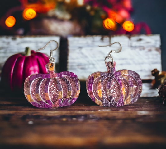 Purple Plaid and Rose Gold Pumpkins