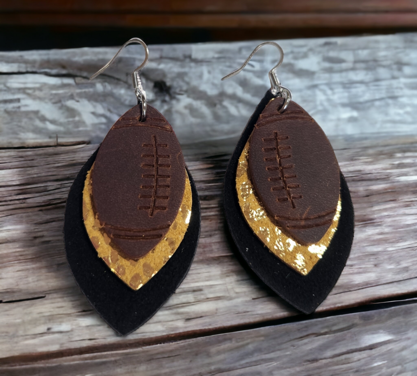 Yellow and Black Football Earrings