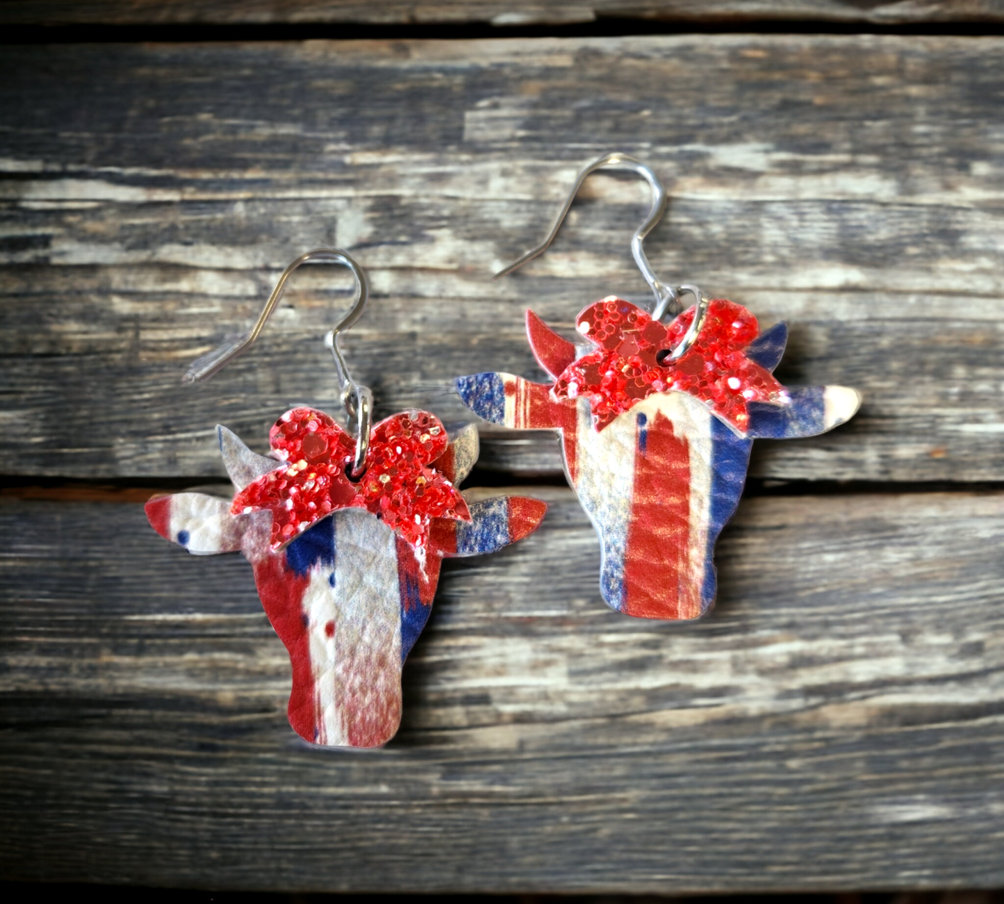Red, White and Blue Cow Head
