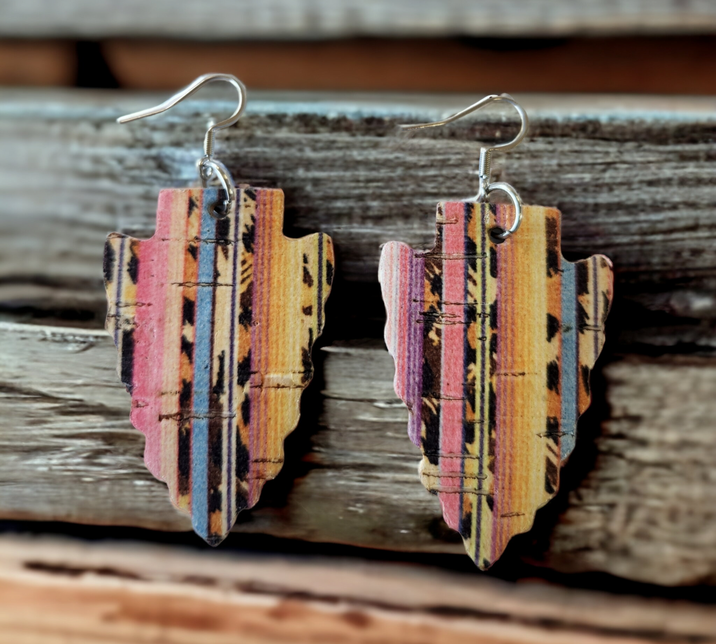 Aztec Patterned Arrowhead Earrings