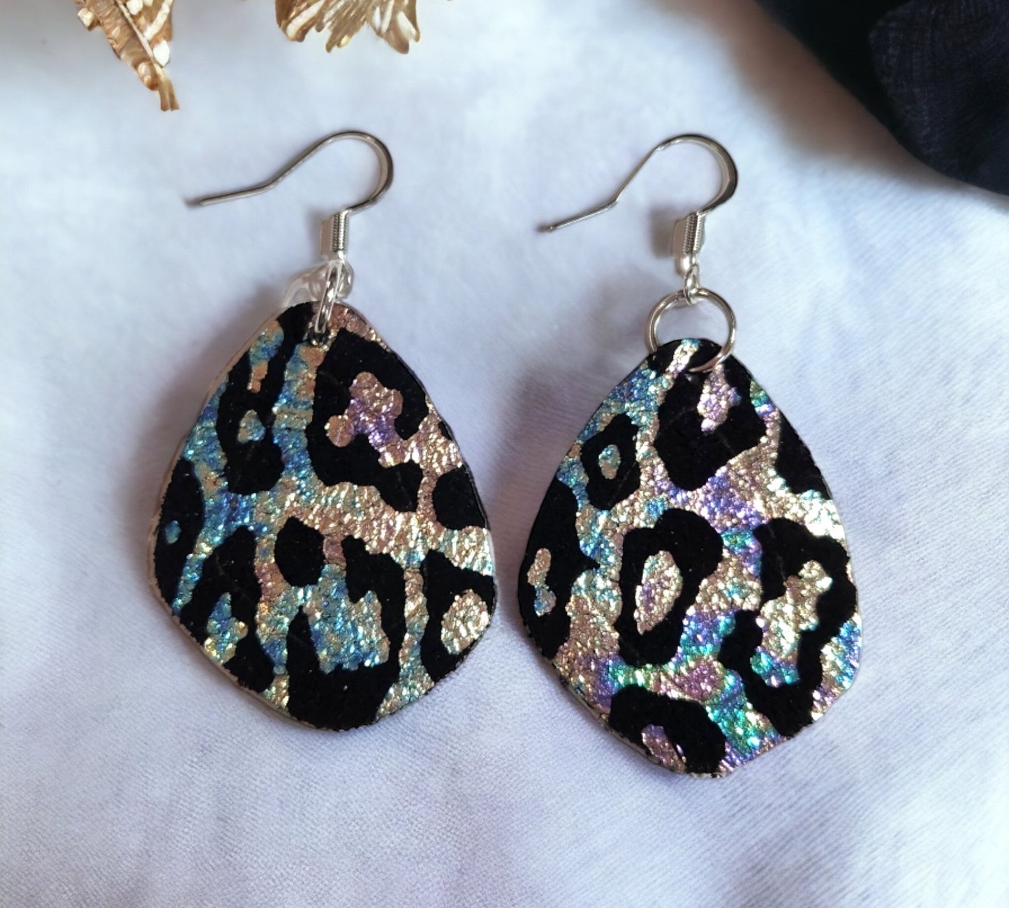 Rainbow Leopard Embossed Dangle