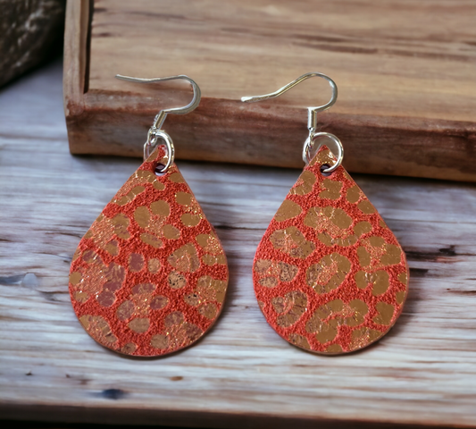 Coral Leopard Wide Teardrops