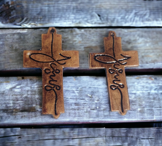 Embossed and Antiqued "Jesus" Earrings