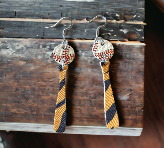 Tiger Baseball Bat Earrings