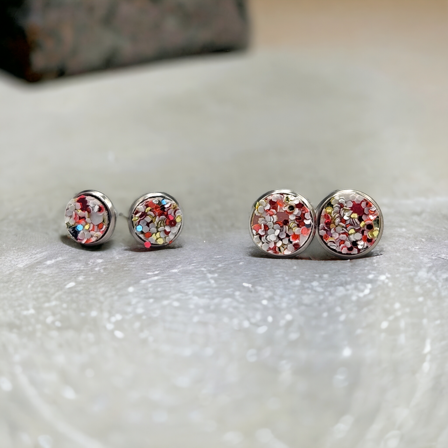 Peppermint Glitter Studs