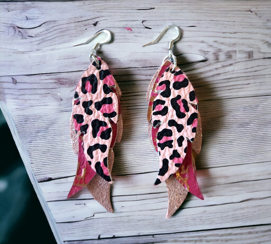 Pink Leopard stacked Feathers