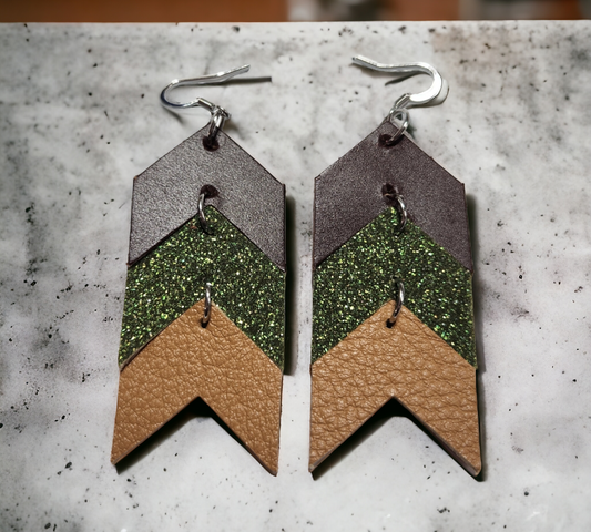 Brown, Green and Tan Chevron