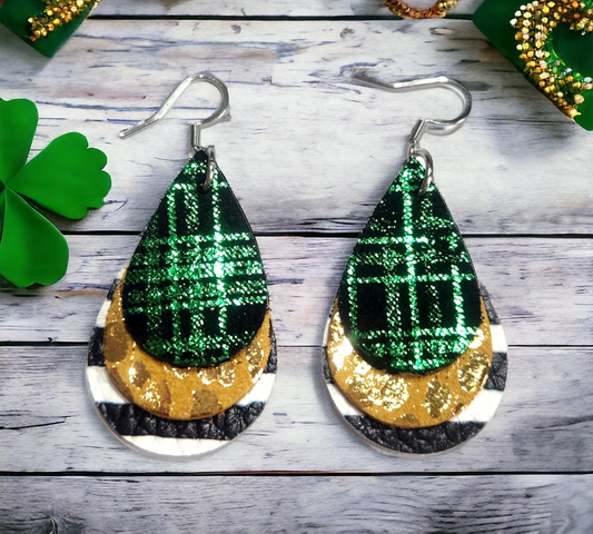 Green/Gold and Stripe teardrops