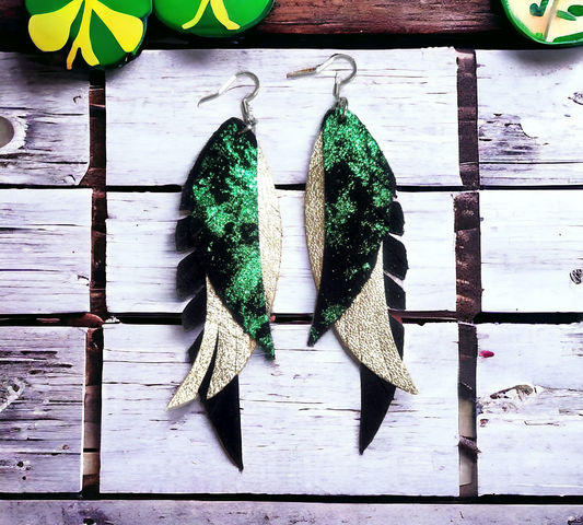 Green/gold and black feathers