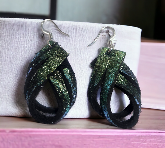 Green Shimmery Folded Loops