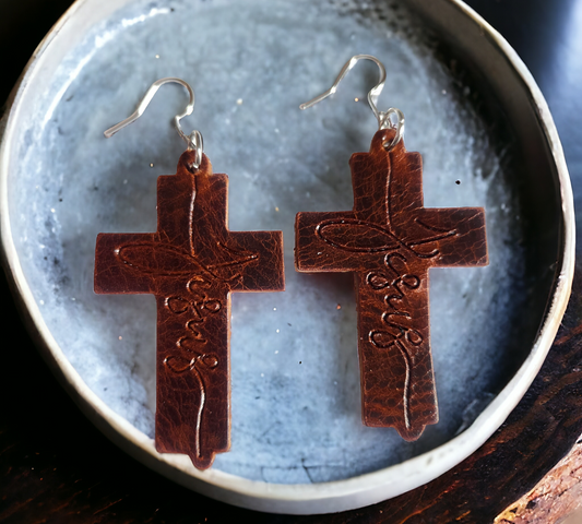 Dark Brown Embossed Cross