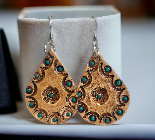 Stamped flower teardrop