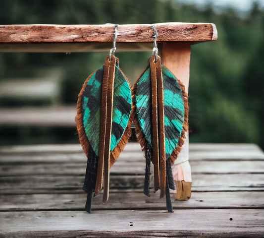 Pheasant Feathered Fringe Earrings