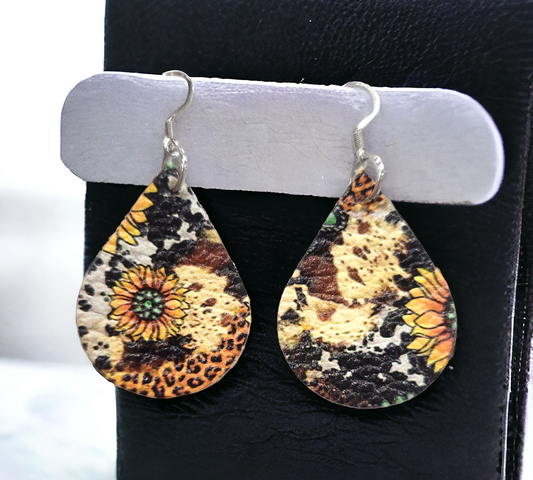 Boho sunflower and leopard teardrops