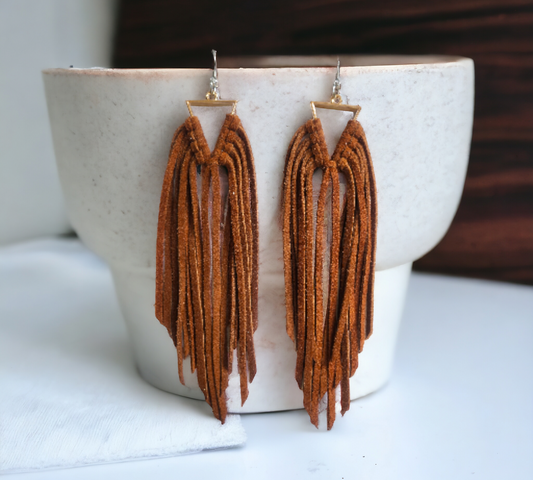 Rust colored Larks Knot Fringe